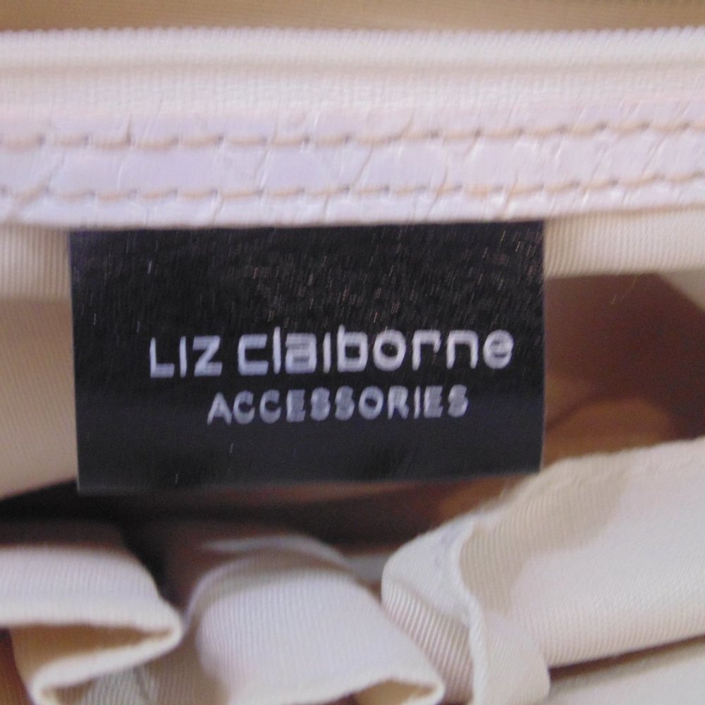Liz Claiborne Accesories Purse Shoulder Double Handles faux reptile trim White - Picture 6 of 8